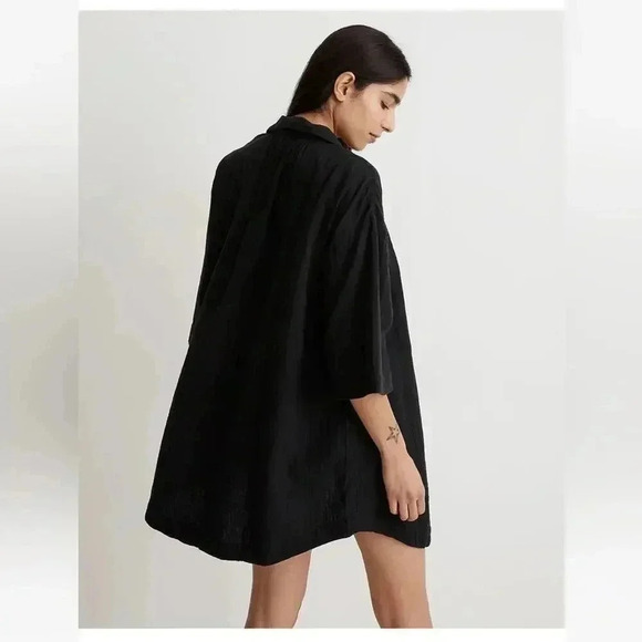 Madewell Lightspun Cover-Up Mini Shirtdress Black XS NWT - Picture 3 of 8